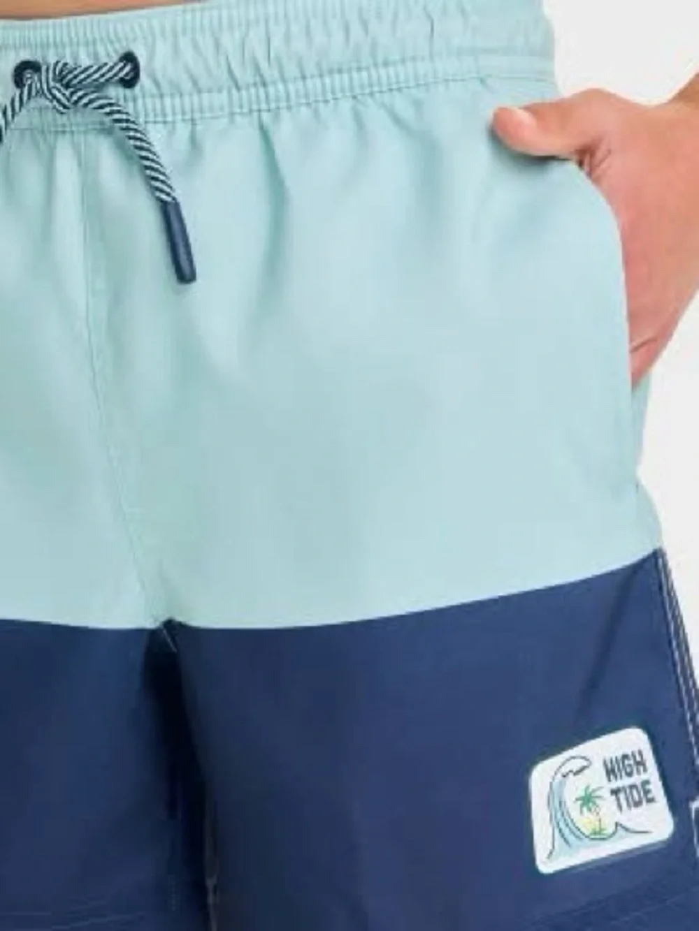 art class Light Blue & Navy Colorblock Swim Trunks
